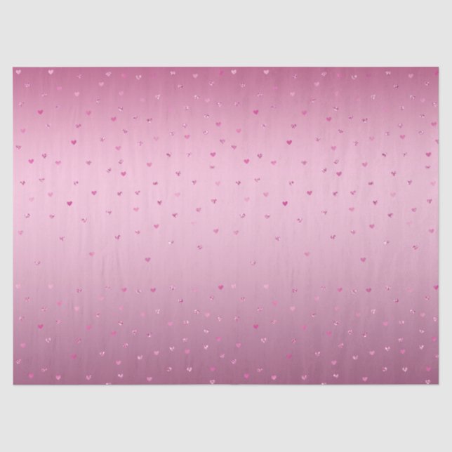 Papier Mousseline Anniversaire Cœurs Pailletés Glam Rose (Recto)
