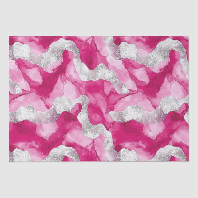 Papier Mousseline Anniversaire de Glam en argent rose (Recto)