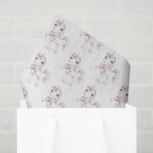 Papier Mousseline Anniversaire Licorne Rose Mignonne