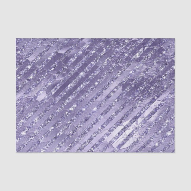 Papier Mousseline Anniversaire Rayures Pailletées Violet Glamour Fém (Recto)