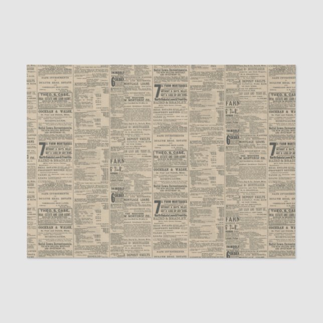 Papier Mousseline Annonce de journal antique (Recto)