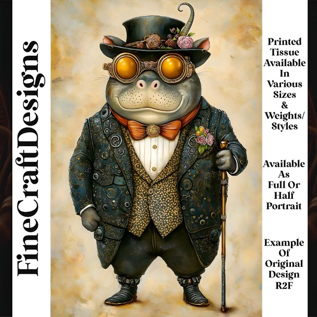 Papier Mousseline Anthropomorphique Steampunk Hippo R2F Découpage (Créateur téléchargé)