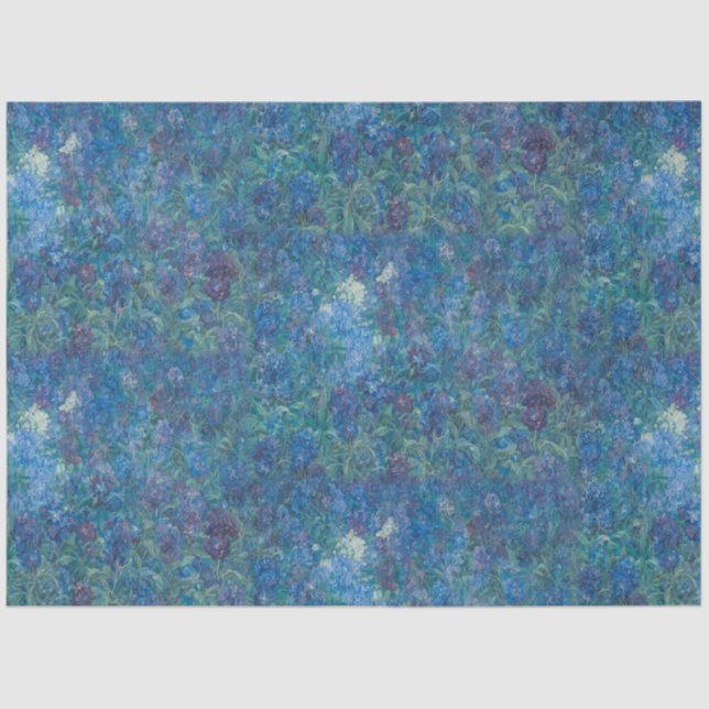 Papier Mousseline Antique Bleu violet Iris Vieux Masters Découpage A (Recto)