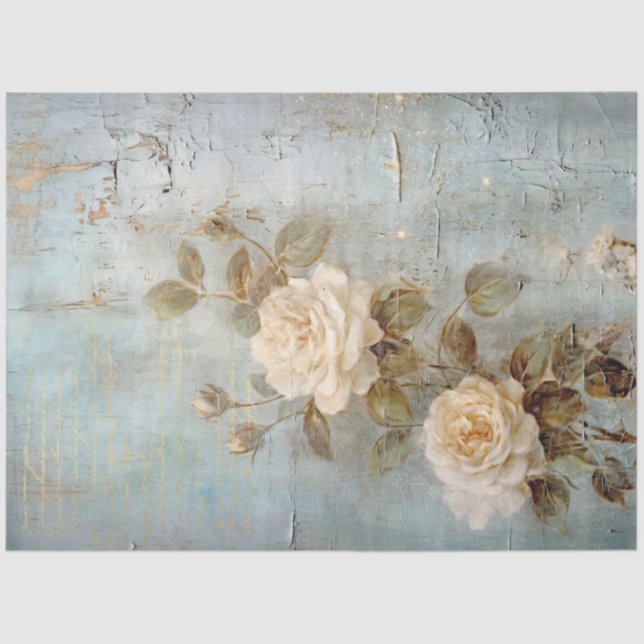 Papier Mousseline Antique Blue Romance Design Series 1 (Recto)