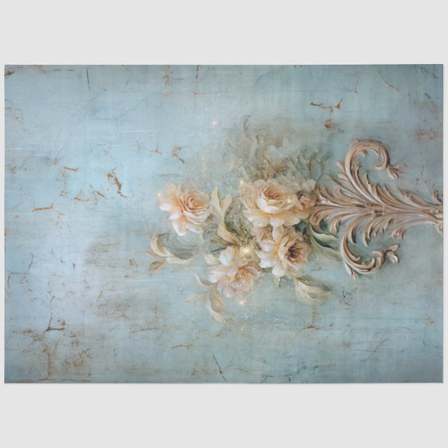 Papier Mousseline Antique Blue Romance Design Series 13 (Recto)