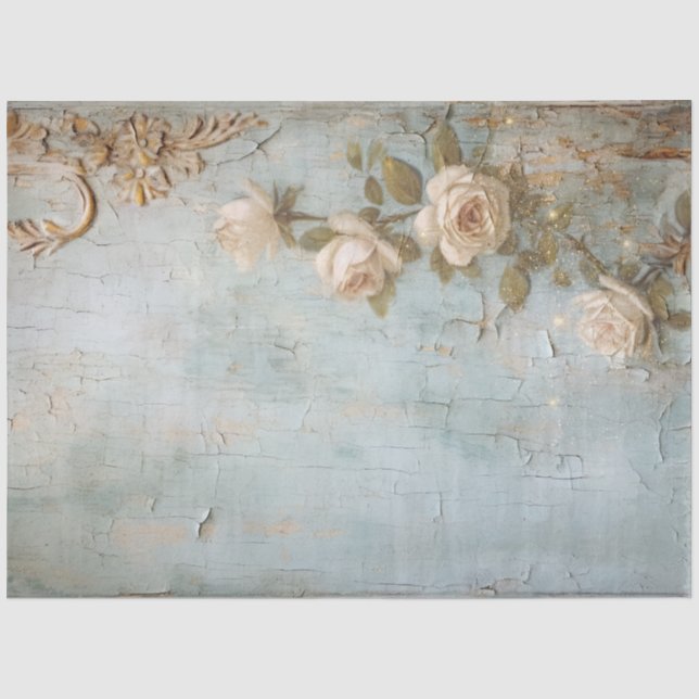 Papier Mousseline Antique Blue Romance Design Series 9 (Recto)