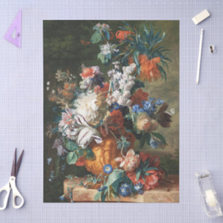Papier Mousseline Antique Bouquet of Flowers in an Urn