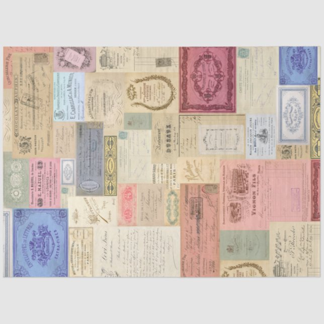 Papier Mousseline Antique Document Pastel Ephemera Tissus Papier pap (Recto)