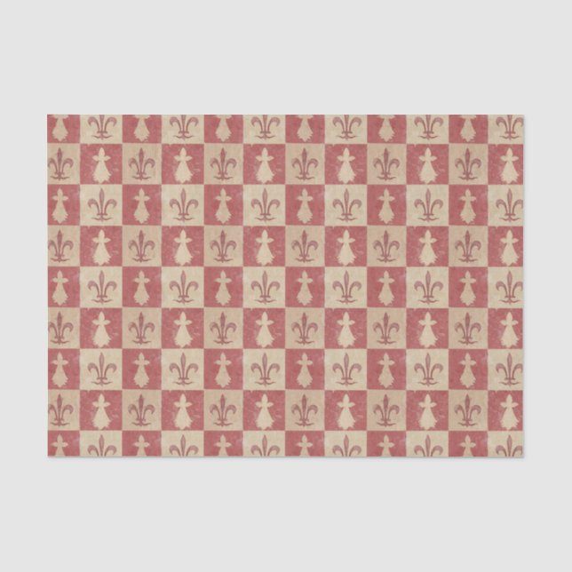 Papier Mousseline Antique French Mediaeval Fleur de Lis Pattern (Recto)