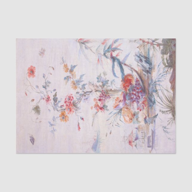 Papier Mousseline Antique Imprimerie Chinoiserie Papier de tissus fl (Recto)