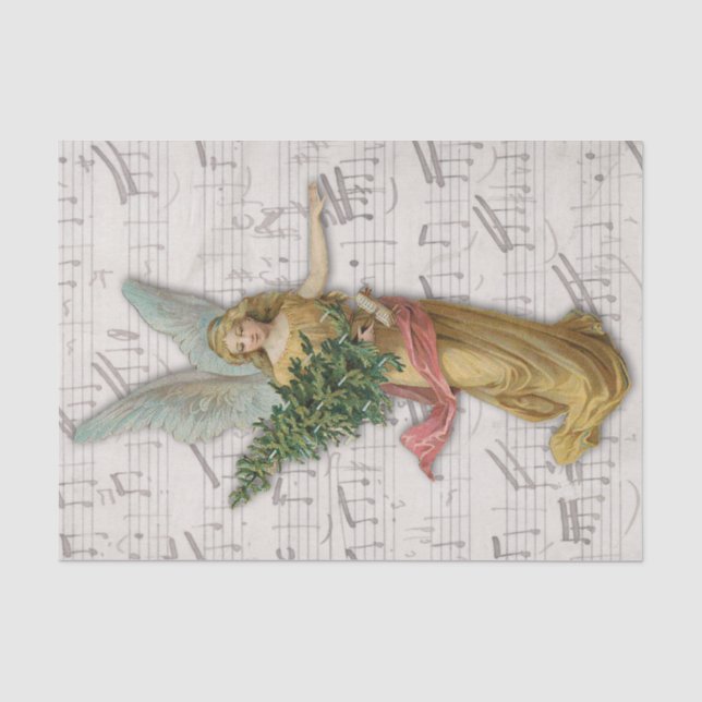 Papier Mousseline Antique Noël Angel Victorien Christian Big (Recto)