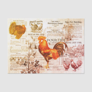 Papier Mousseline Antique Rooster Horticulture Annonces Ephemera Rou