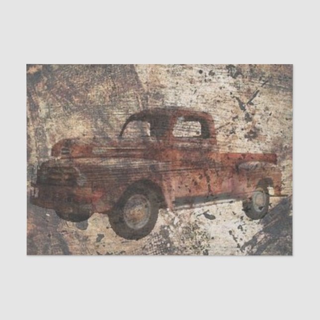 Papier Mousseline Antique Rustique vieux camion (Recto)
