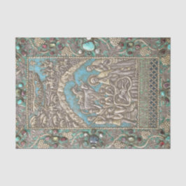 Papier Mousseline Antique Silver Turquoise Gems Scène de la Nativité