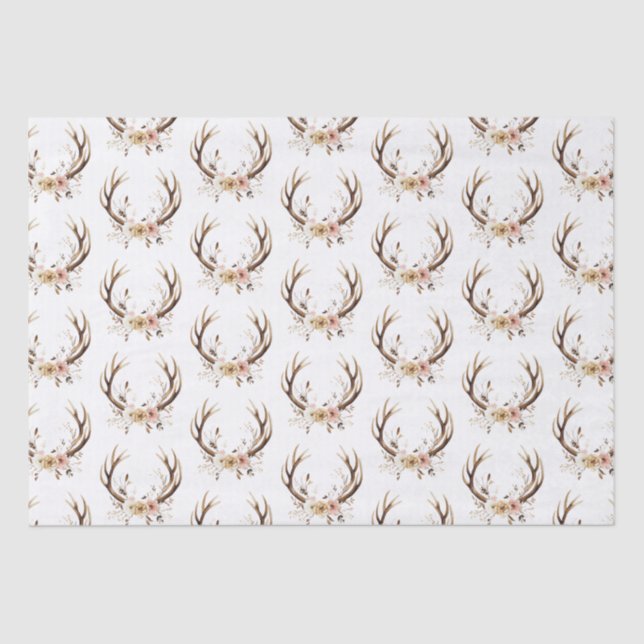 Papier Mousseline Antlers de cerfs roses (Recto)