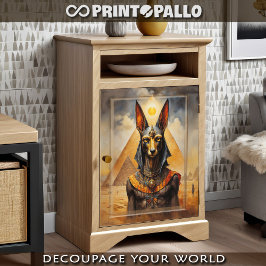 Papier Mousseline Anubis, le dieu égyptien chien aux piramides -