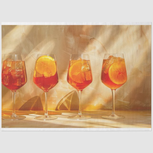Papier Mousseline Aperol Spritz Lunettes de boisson Italie Motif pho (Recto)