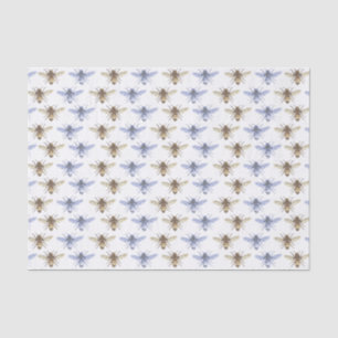 Papier Mousseline Apiary Motif d'abeilles Vintages bleu et or