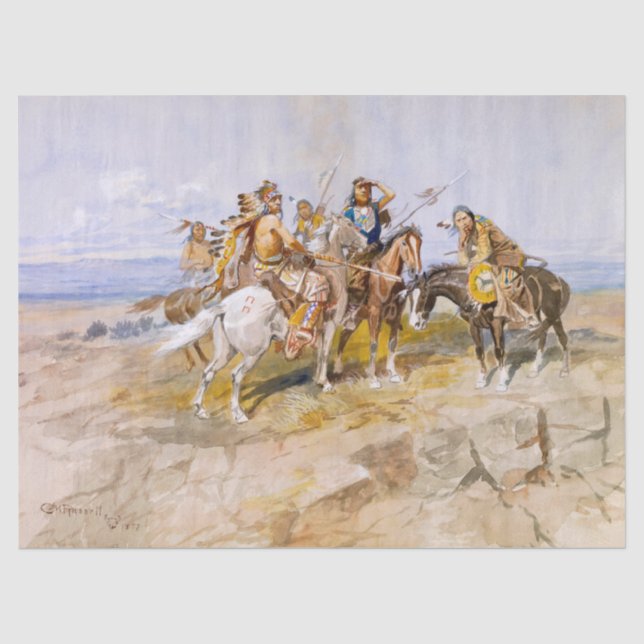 Papier Mousseline Approche des hommes blancs par C. M. Russell (Recto)