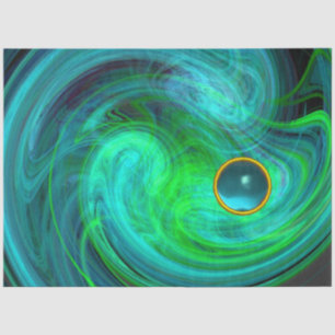 Papier Mousseline AQUA BLEU VERT VORTEX Fractal Swirl Gem