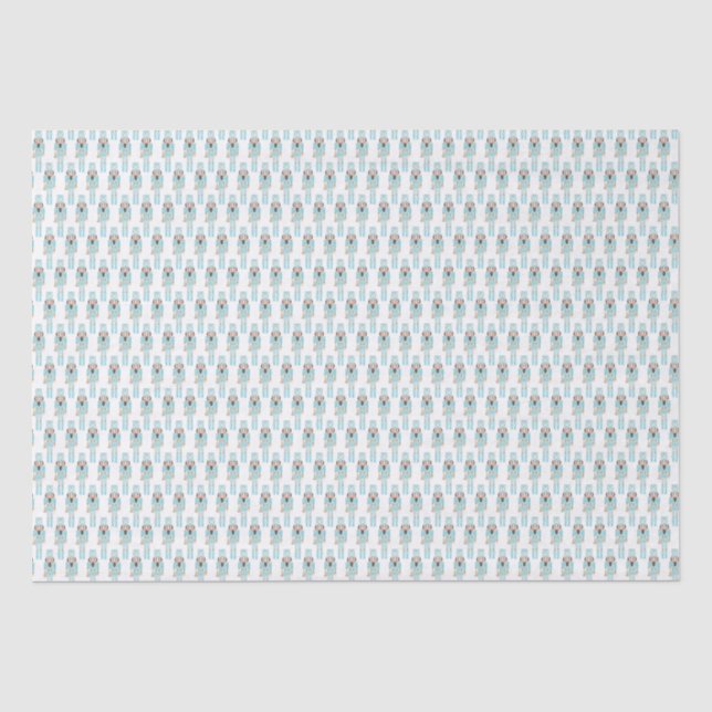 Papier Mousseline Aqua Blue Nutcracker Jouet Soldier Aquarelle Impri (Recto)