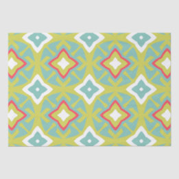 Papier Mousseline Aqua et Chartreuse Tiki Tissu Paper
