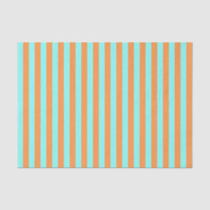 Papier Mousseline Aqua et rayures orange légères
