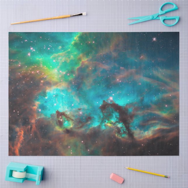 Papier Mousseline Aqua Green Star Cluster NGC 2074 LMC (Artisanat)