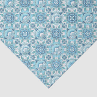 Papier Mousseline Aqua, Teals, Blues & White Art Deco Coastal