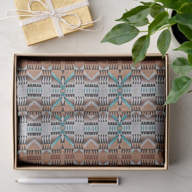 Papier Mousseline Aqua Turquoise Turquoise Taupe noir gris Mosaïque  (Cadeau)