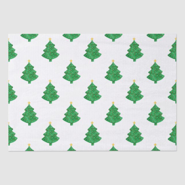 Papier Mousseline Aquarelle à feuillage persistant Arbres de Noël (Recto)