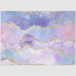 Papier Mousseline Aquarelle Agate or rose violet bleu découpage