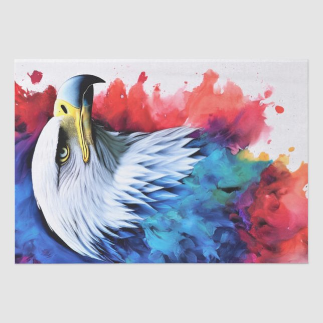 Papier Mousseline Aquarelle Aigle Portrait Peinture Découpage (Recto)