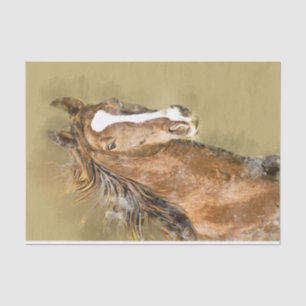 Papier Mousseline Aquarelle américaine Cheval selle découpage