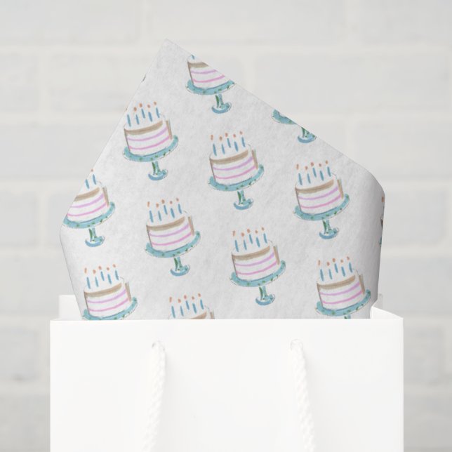 Papier Mousseline Aquarelle Anniversaire Gâteau Art Bougies Célébrat (Sac cadeau)