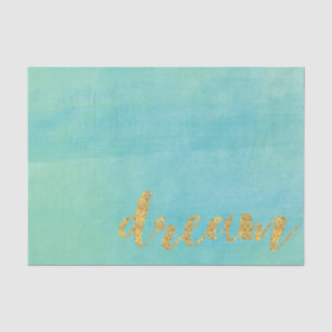 Papier Mousseline Aquarelle Aqua Mint Gold Dream
