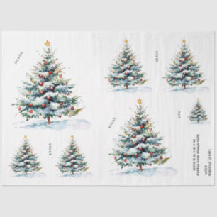 Papier Mousseline Aquarelle Arbre de Noël avec étoile brillante