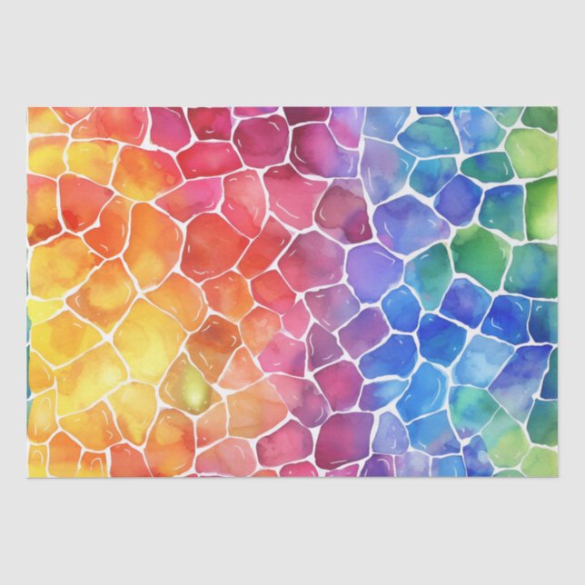 Papier Mousseline Aquarelle Arc-en-ciel en verre (Recto)