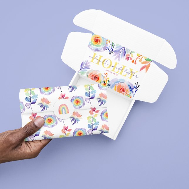 Papier Mousseline Aquarelle arc-en-ciel papier de tissus floraux (Celebrate someone special with this watercolor rainbow floral tissue paper! Matching collection! )