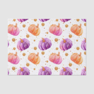 Papier Mousseline Aquarelle Automne Citrouille Motif Automne Découpa