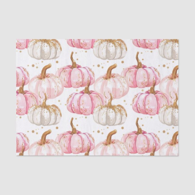 Papier Mousseline Aquarelle Automne Citrouille Motif Automne Découpa (Recto)