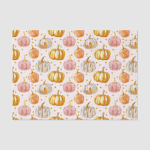 Papier Mousseline Aquarelle Automne Citrouille Motif Automne Découpa
