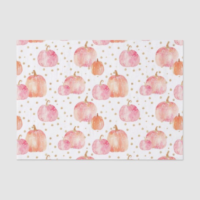 Papier Mousseline Aquarelle Automne Citrouille Motif Automne Découpa (Recto)