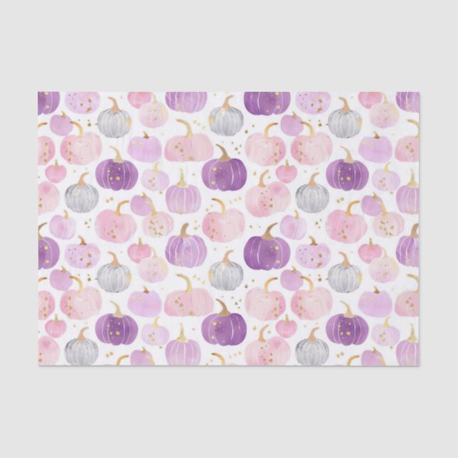 Papier Mousseline Aquarelle Automne Citrouille Motif Automne Découpa (Recto)