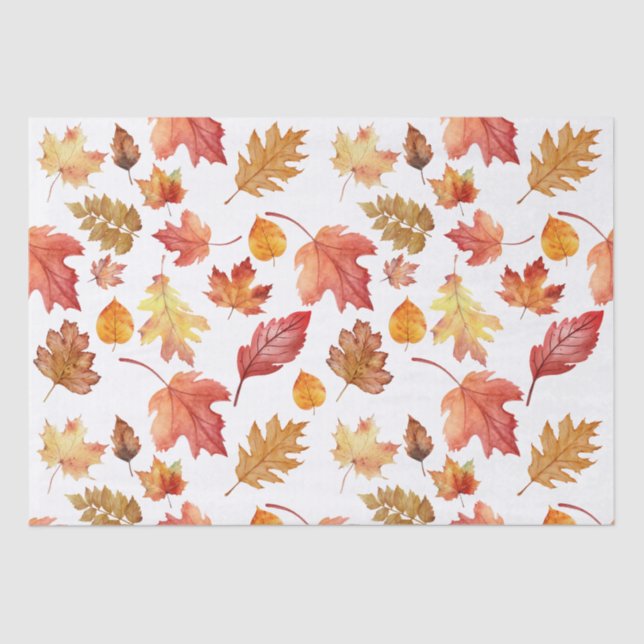 Papier Mousseline Aquarelle Automne Feuilles Automne Motif sans join (Recto)