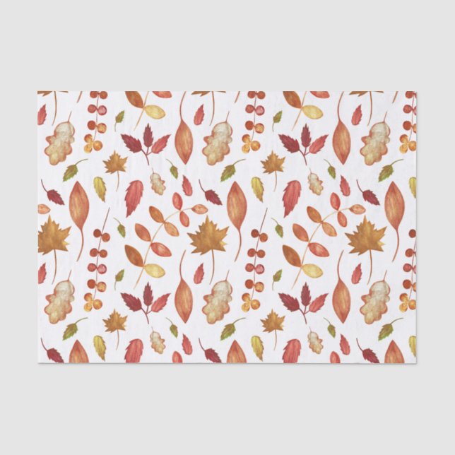 Papier Mousseline Aquarelle Automne Feuilles Nature (Recto)