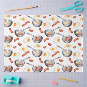 Papier Mousseline Aquarelle Bacon & Oeufs Petit déjeuner Motif alime