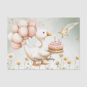 Papier Mousseline Aquarelle Bébé Oie blanche Anniversaire fête migno