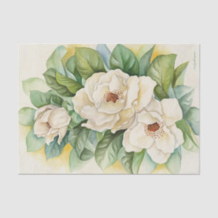 Papier Mousseline Aquarelle blanche de Magnolia découpage florale