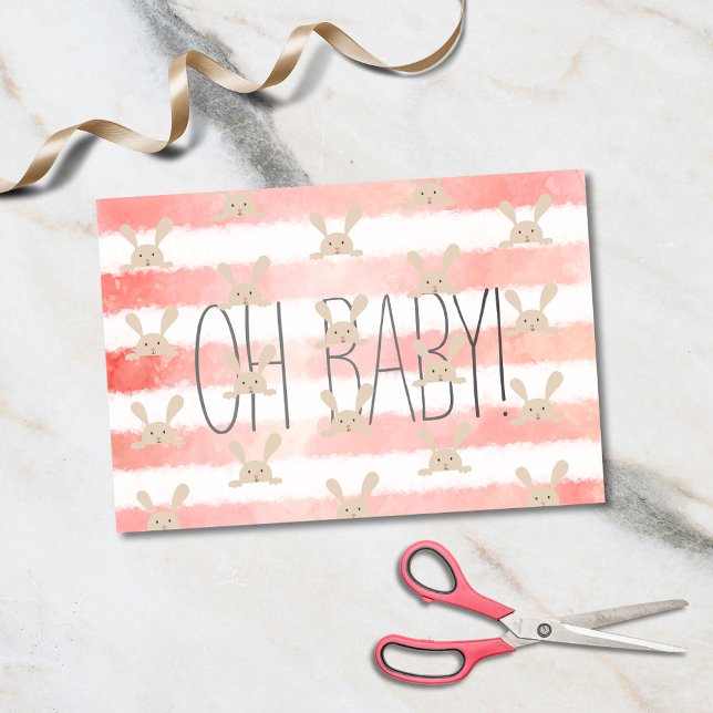 Papier Mousseline Aquarelle blanche rose lapin Oh bébé (Créateur téléchargé)